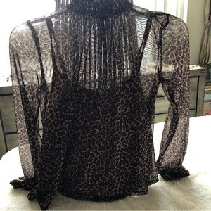 Wild Fable High Neck See Through Blouse with built in tank SZ XS